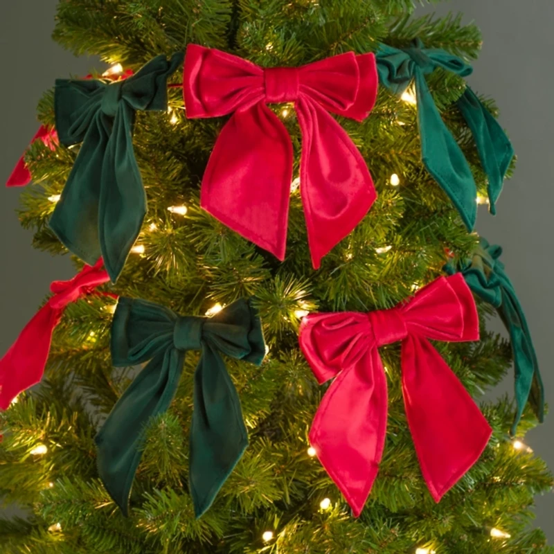 Red and Green Bow Christmas Tree Garland