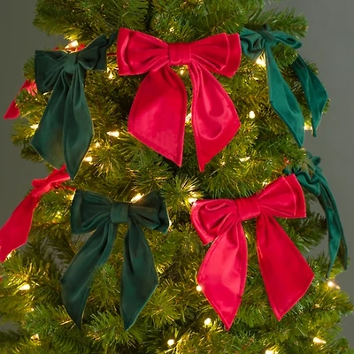 Red and Green Bow Christmas Tree Garland