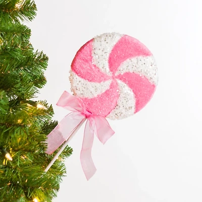 Pink Swirl Lollipop Christmas Tree Pick