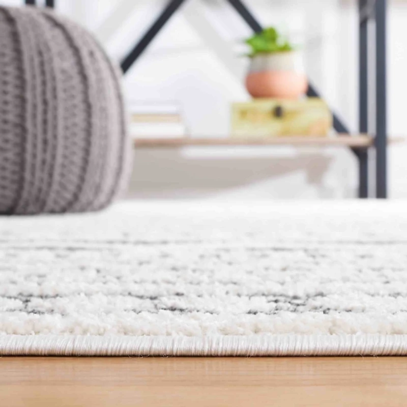 Charcoal & White Mira Bohemian Runner, 2x8