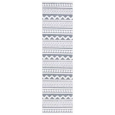 Charcoal & White Mira Bohemian Runner, 2x8