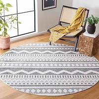 Charcoal & White Mira Bohemian Round Rug, 6x6