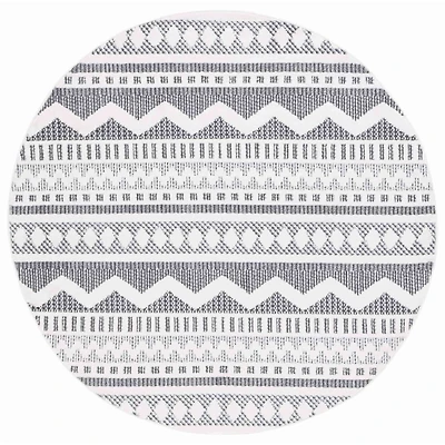 Charcoal & White Mira Bohemian Round Rug, 6x6