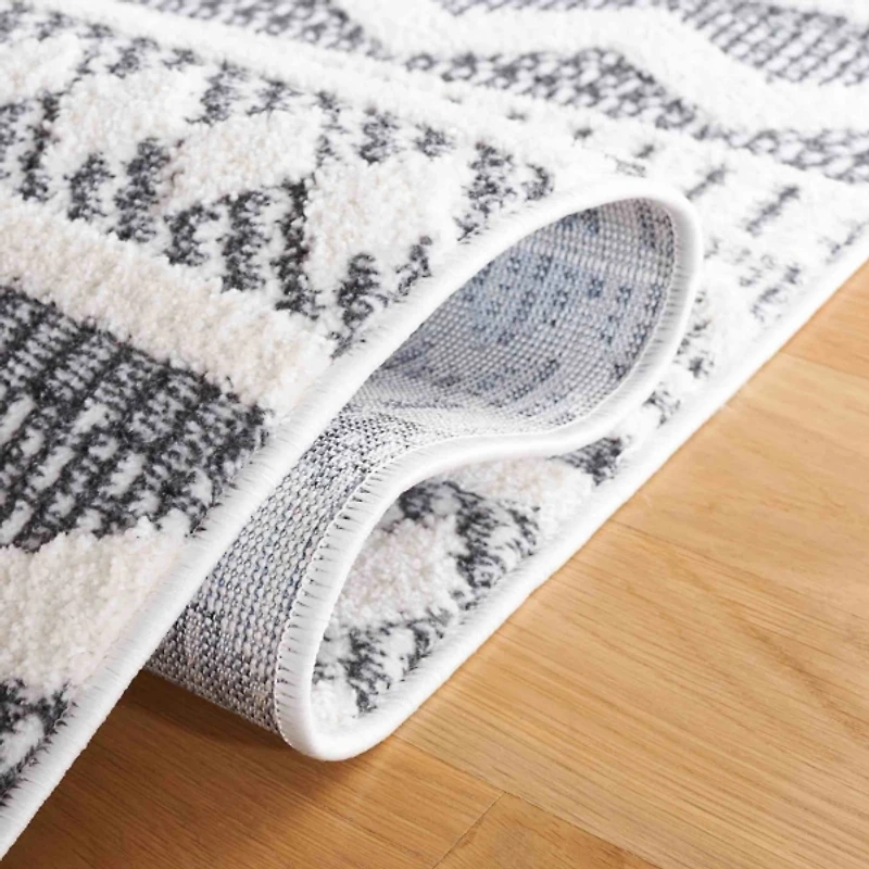 Charcoal & White Mira Bohemian Square Rug, 6x6