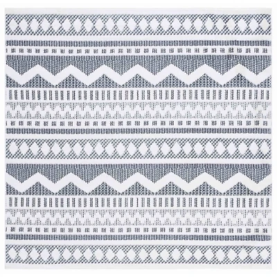Charcoal & White Mira Bohemian Square Rug, 6x6