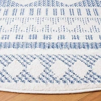 Blue & White Mira Bohemian Round Rug, 6x6