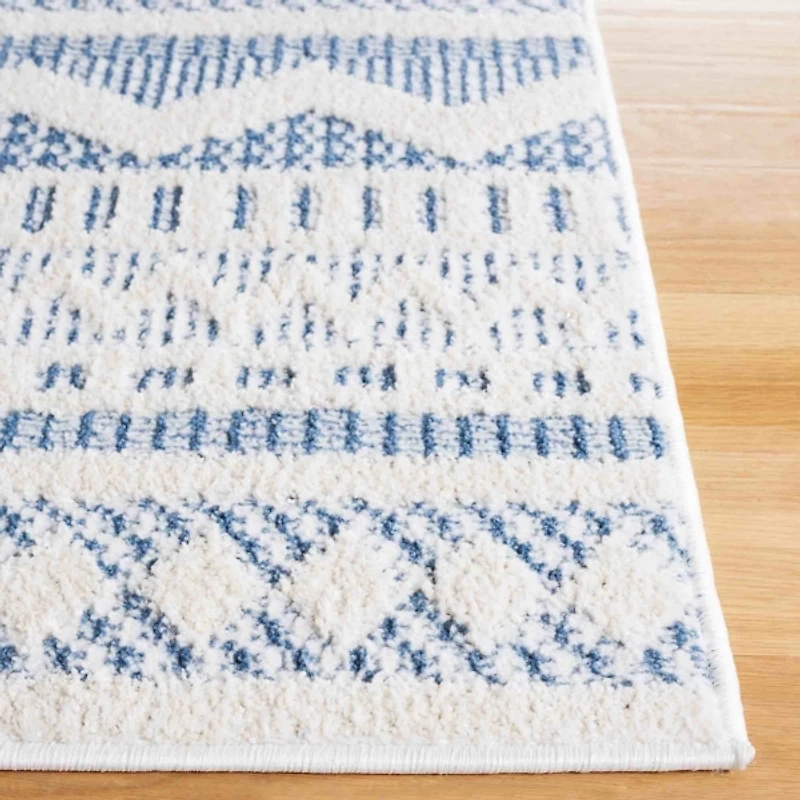 Blue & White Mira Bohemian Square Rug, 6x6