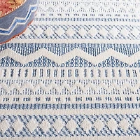 Blue & White Mira Bohemian Square Rug, 6x6