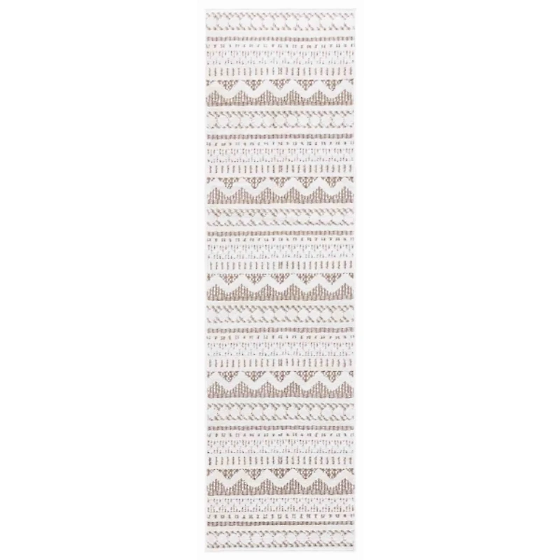 Taupe & White Mira Bohemian Runner, 2x8