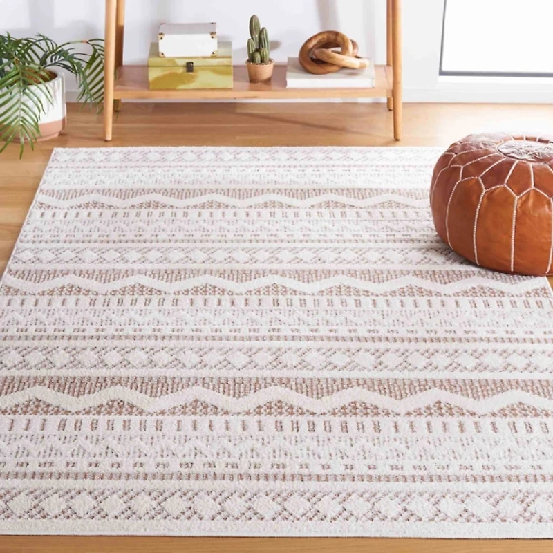 Taupe & White Mira Bohemian Area Rug
