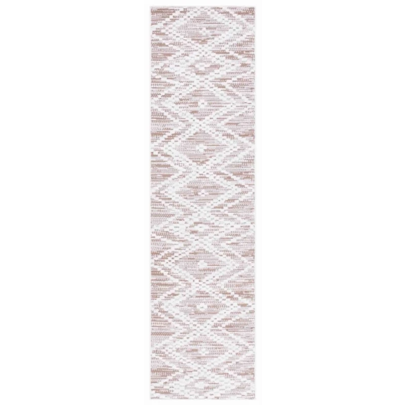 Taupe & White Bohemian Diamond Runner, 2x8