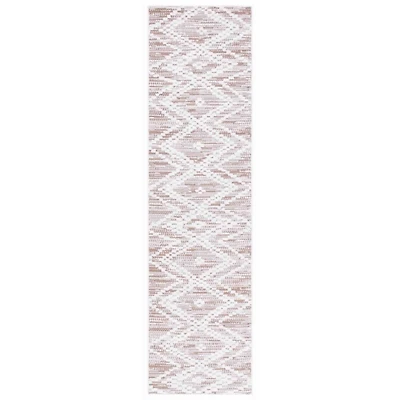 Taupe & White Bohemian Diamond Runner, 2x8