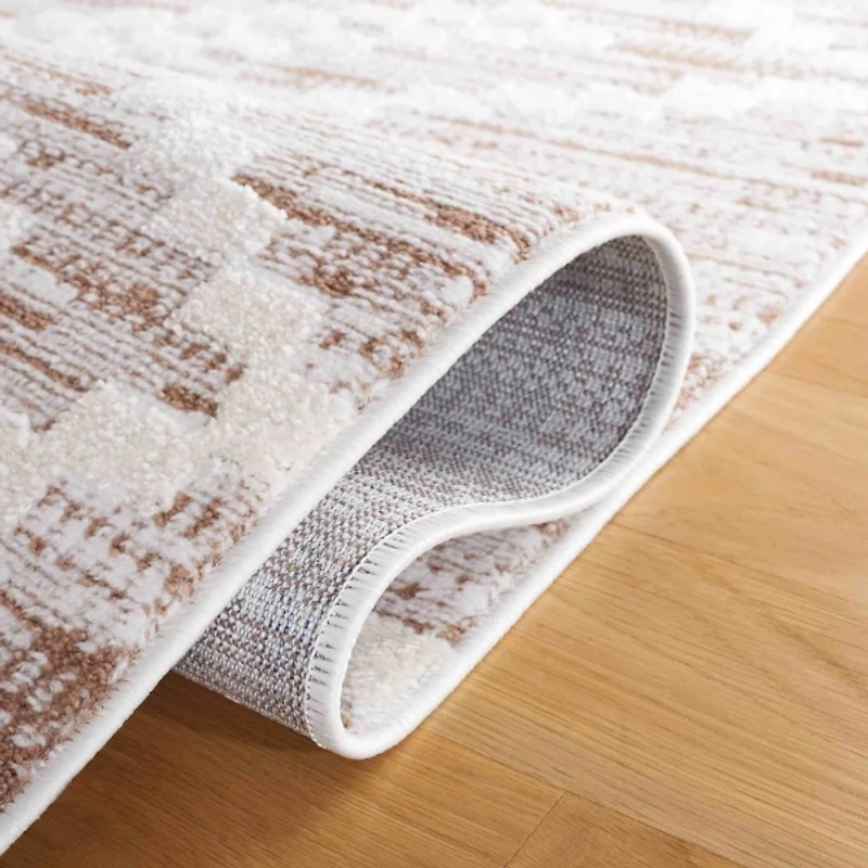 Taupe & White Bohemian Diamond Area Rug