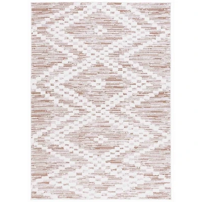 Taupe & White Bohemian Diamond Area Rug