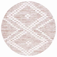 Taupe & White Bohemian Diamond Round Rug, 6x6