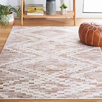 Taupe & White Bohemian Diamond Area Rug