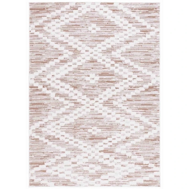 Taupe & White Bohemian Diamond Area Rug