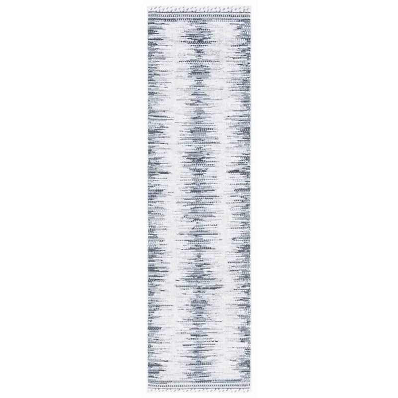 Charcoal & White Abstract Bohemian Runner, 2x8