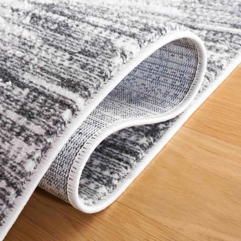 Charcoal & White Abstract Bohemian Area Rug