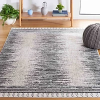 Charcoal & White Abstract Bohemian Area Rug