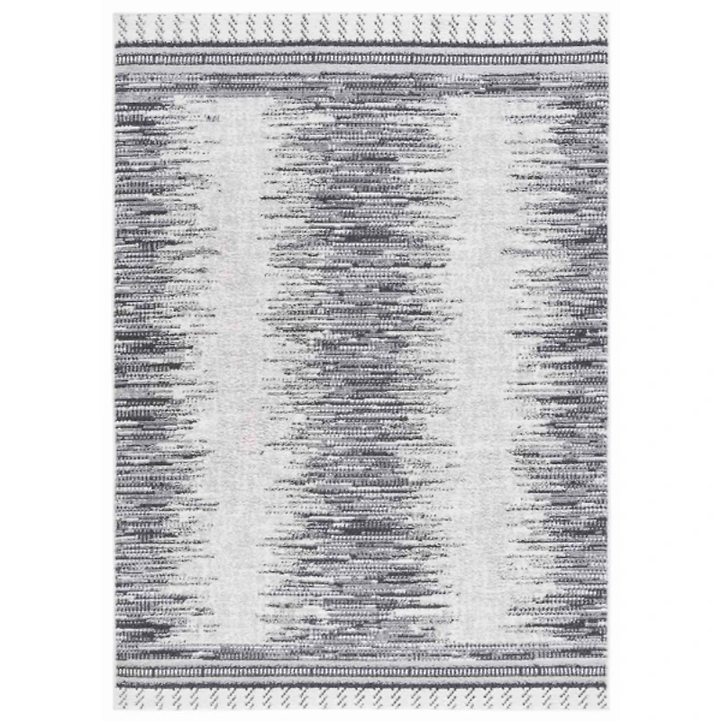 Charcoal & White Abstract Bohemian Area Rug