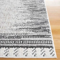 Charcoal & White Abstract Bohemian Square Rug, 6x6