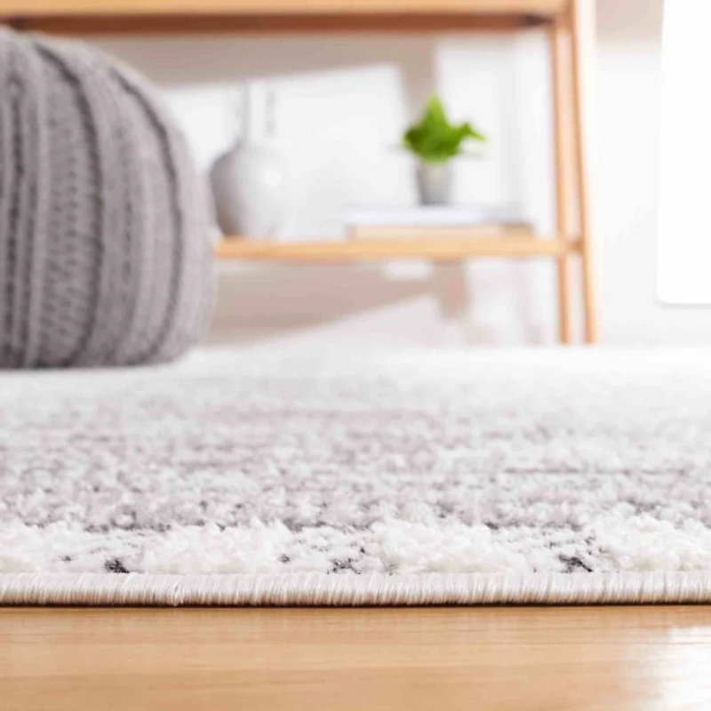 Charcoal & White Abstract Bohemian Square Rug, 6x6