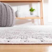 Charcoal & White Abstract Bohemian Square Rug, 6x6