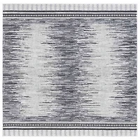 Charcoal & White Abstract Bohemian Square Rug, 6x6