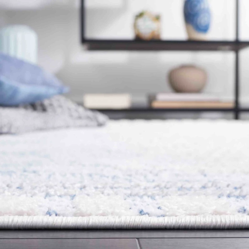 Blue & White Abstract Bohemian Runner, 2x8