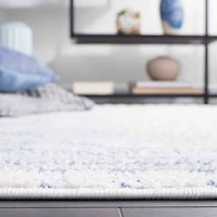 Blue & White Abstract Bohemian Runner, 2x8