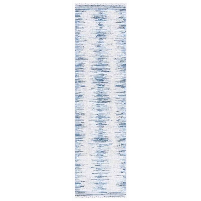 Blue & White Abstract Bohemian Runner, 2x8