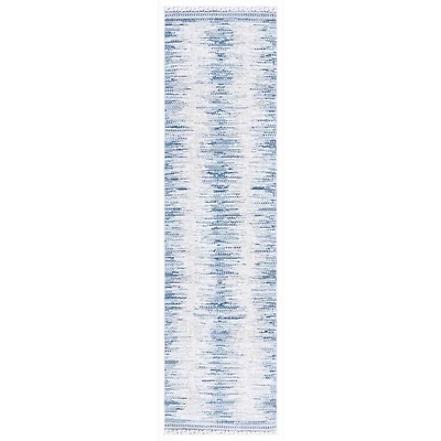 Blue & White Abstract Bohemian Runner, 2x8