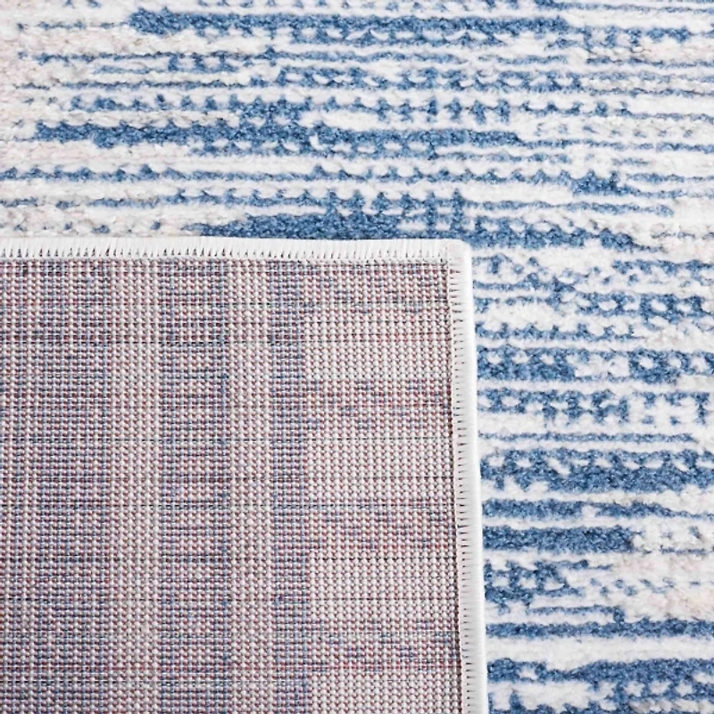 Blue & White Abstract Bohemian Area Rug