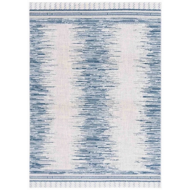 Blue & White Abstract Bohemian Area Rug