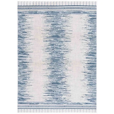 Blue & White Abstract Bohemian Area Rug