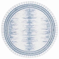Blue & White Abstract Bohemian Round Rug, 6x6