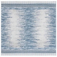 Blue & White Abstract Bohemian Square Rug, 6x6