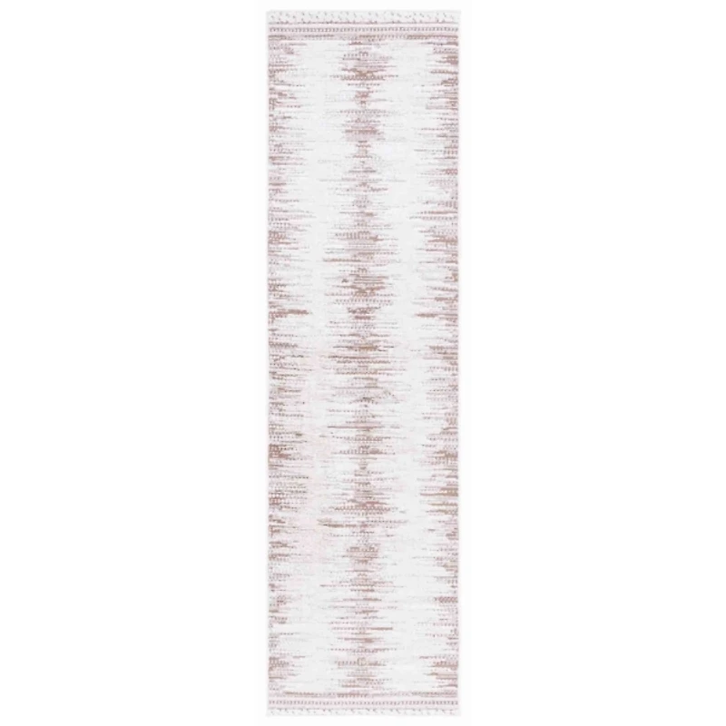 Taupe & White Abstract Bohemian Runner, 2x8