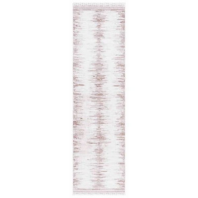 Taupe & White Abstract Bohemian Runner, 2x8
