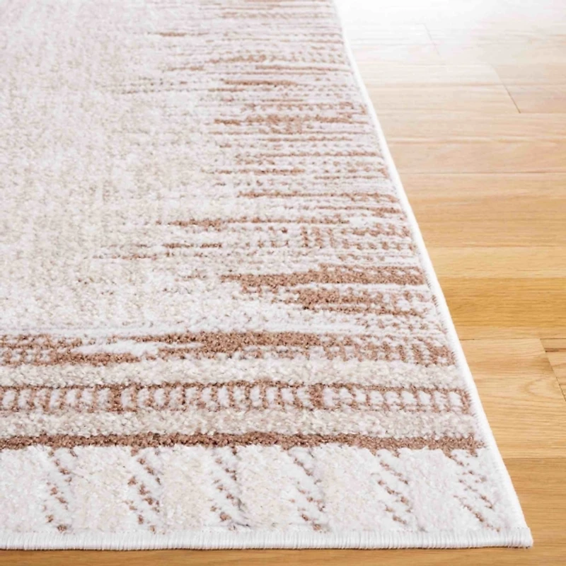 Taupe & White Abstract Bohemian Area Rug