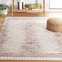 Taupe & White Abstract Bohemian Area Rug