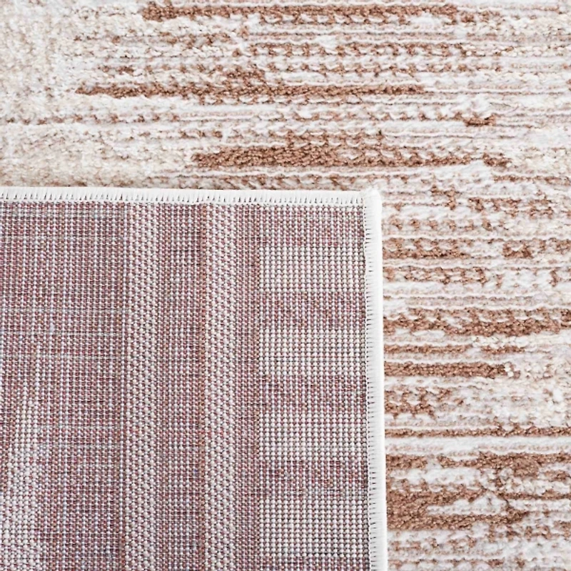 Taupe & White Abstract Bohemian Area Rug