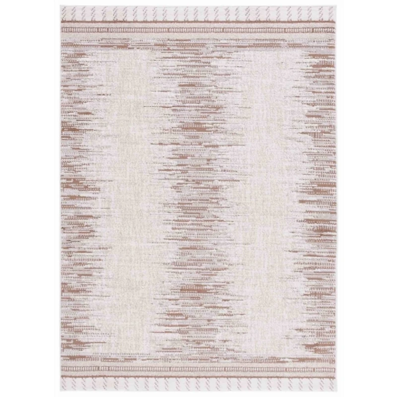 Taupe & White Abstract Bohemian Area Rug