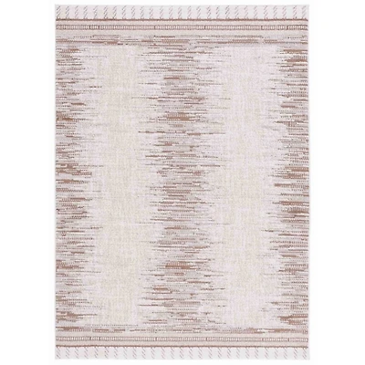 Taupe & White Abstract Bohemian Area Rug