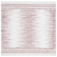 Taupe & White Abstract Bohemian Square Rug, 6x6