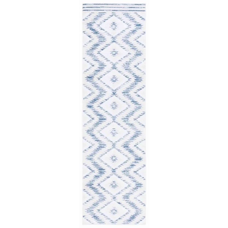 Blue & Ivory Sanneke Diamond Runner, 2x8