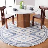Blue & Ivory Sanneke Diamond Round Rug, 6x6