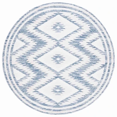 Blue & Ivory Sanneke Diamond Round Rug, 6x6