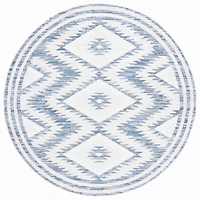 Blue & Ivory Sanneke Diamond Round Rug, 6x6